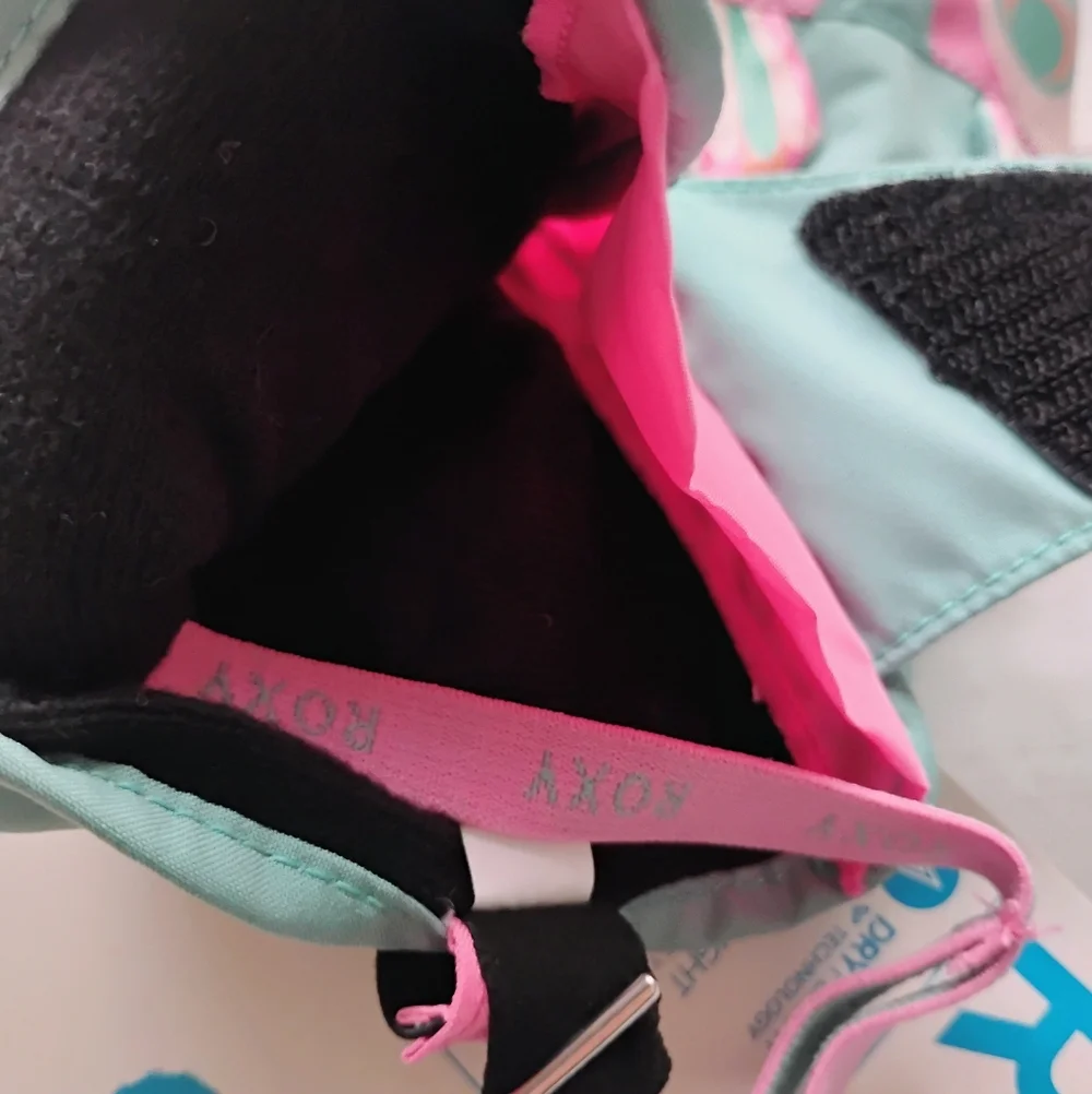 Roxy Kids Mittens in Teal and Pink M 4/5T